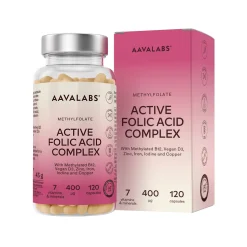 Aavalabs Acido Folico 400 μg | Per gravidanza e maternità | 120 capsule