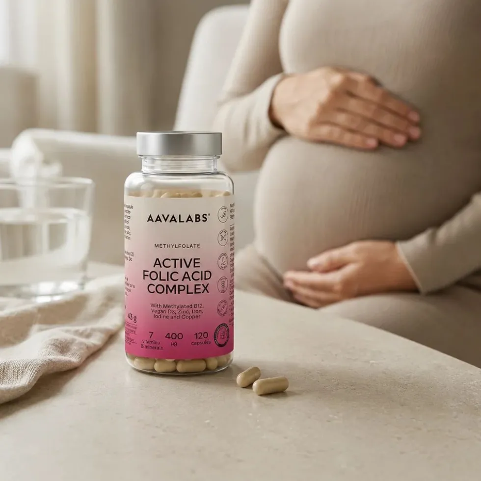 Aavalabs Acido Folico 400 μg | Per gravidanza e maternità | 120 capsule