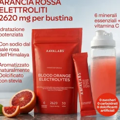 Aavalabs Elettroliti Arancia Rossa | Magnesio, Potassio e Vitamina C | Stick Senza Zuccheri