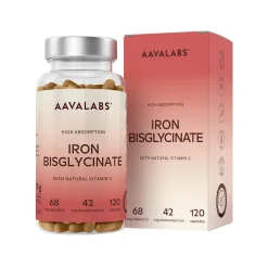 Aavalabs Ferro Bisglicinato e Vitamina C | Alto dosaggio, vegano | Scorta 4 mesi