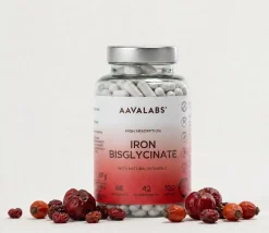Aavalabs Ferro Bisglicinato e Vitamina C | Alto dosaggio, vegano | Scorta 4 mesi