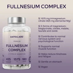 Aavalabs Fullnesium® Complesso Magnesio 5-in-1, 1651 mg | Magnesio elementare premium | 180 capsule