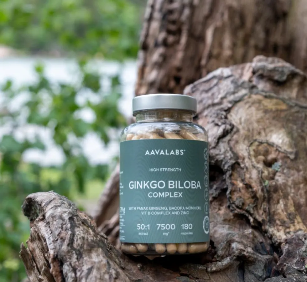Aavalabs Ginkgo Biloba 7500mg | Bacopa, ginseng e vitamina B | Scorta 6 mesi