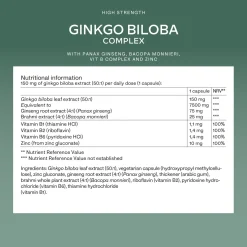 Aavalabs Ginkgo Biloba 7500mg | Bacopa, ginseng e vitamina B | Scorta 6 mesi