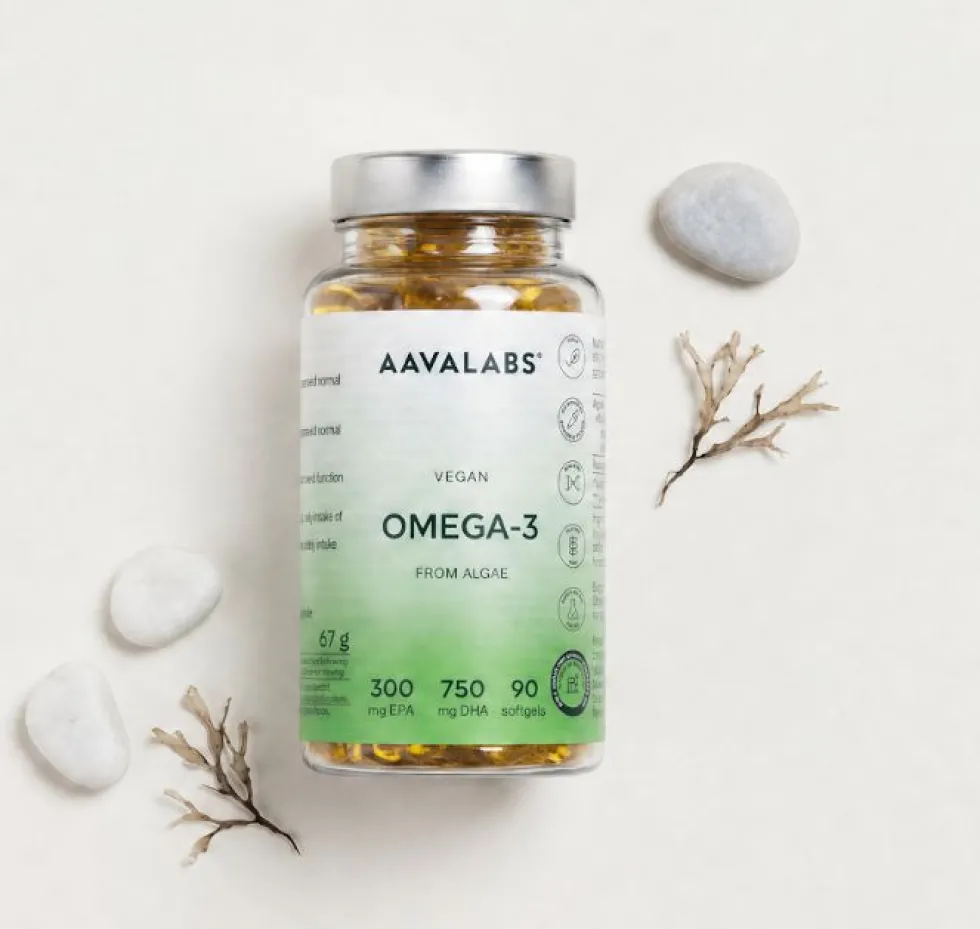 Aavalabs Omega 3 Vegano da Alghe | 750 mg DHA + 300 mg EPA | Forma TG | 90 Capsule