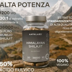 Aavalabs Shilajit Himalaya Mumijo | Ricco di nutrienti e 50% di acido fulvico | Senza retrogusto