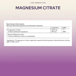 Aavalabs Tri-Magnesio Citrato 2400 mg | Alta biodisponibilità, vegano | 180 capsule