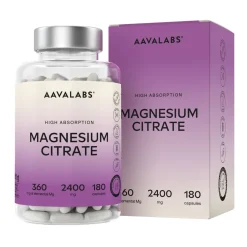 Aavalabs Tri-Magnesio Citrato 2400 mg | Alta biodisponibilità, vegano | 180 capsule