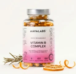 Aavalabs Vitamina B Complex Vegano | Ad alto dosaggio, con B12, B6, B1, B9... | Scorta 6 mesi