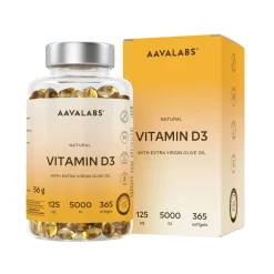Aavalabs Vitamina D3 5000 UI | Immunità, ossa, muscoli | Scorta lunga