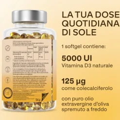 Aavalabs Vitamina D3 5000 UI | Immunità, ossa, muscoli | Scorta lunga