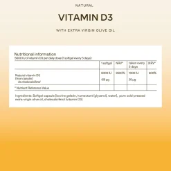 Aavalabs Vitamina D3 5000 UI | Immunità, ossa, muscoli | Scorta lunga