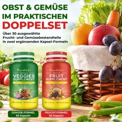 Acentiallabs Set di capsule multivitaminiche a base di frutta e verdura (Superfood vegetali)