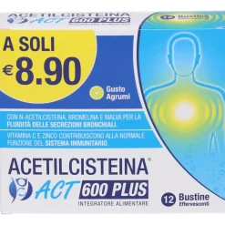 Acetilcisteina ACT 600 Plus Bustine Gusto Agrumi