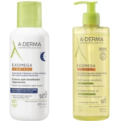 A-Derma Exomega Control Crema notte emolliente ristrutturante + Olio Lavante Emolliente Anti-Grattage