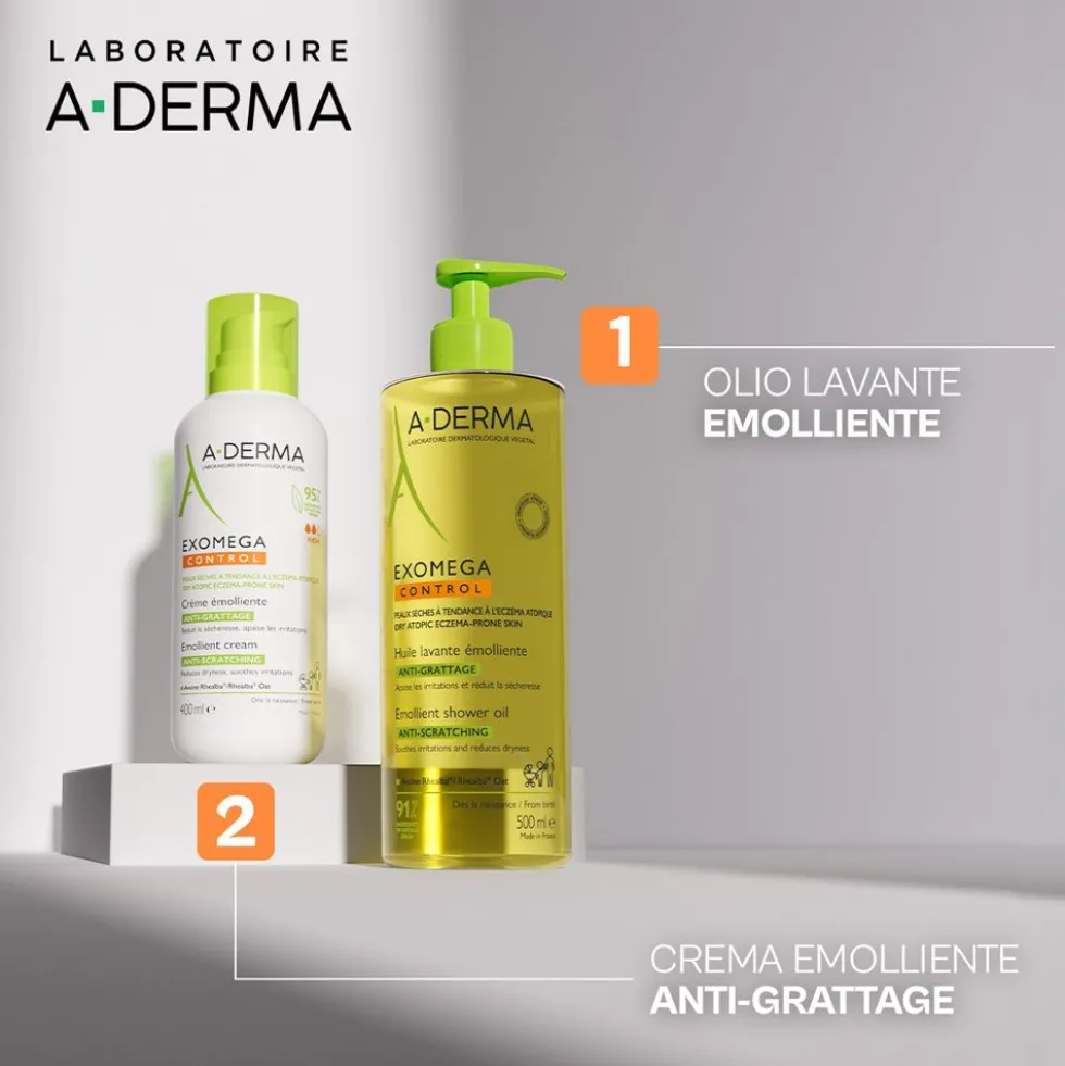 A-Derma Exomega Control Olio Lavante Emolliente Anti-grattage 500ml - Pelle secca a tendenza atopica, prurito