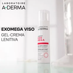 A-DERMA EXOMEGA VISO Gel-Crema Lenitiva, Pelle Reattiva e Atopica