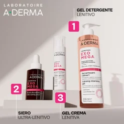 A-DERMA EXOMEGA VISO Gel-Crema Lenitiva, Pelle Reattiva e Atopica