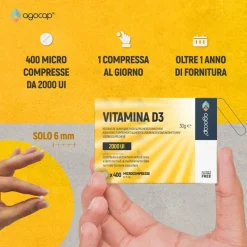 agocap - Integratore alimentare a base di Vitamina D3 2000 UI Formato Pocket 400 cpr