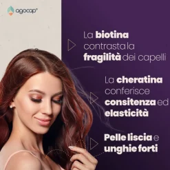 agocap - Integratore per capelli con Biotina, Cheratina e Zinco Cherabiotin 5 mesi di trattamento
