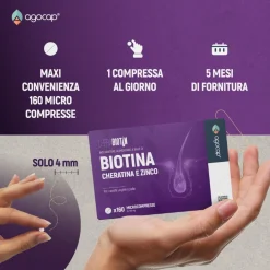 agocap - Integratore per capelli con Biotina, Cheratina e Zinco Cherabiotin 5 mesi di trattamento