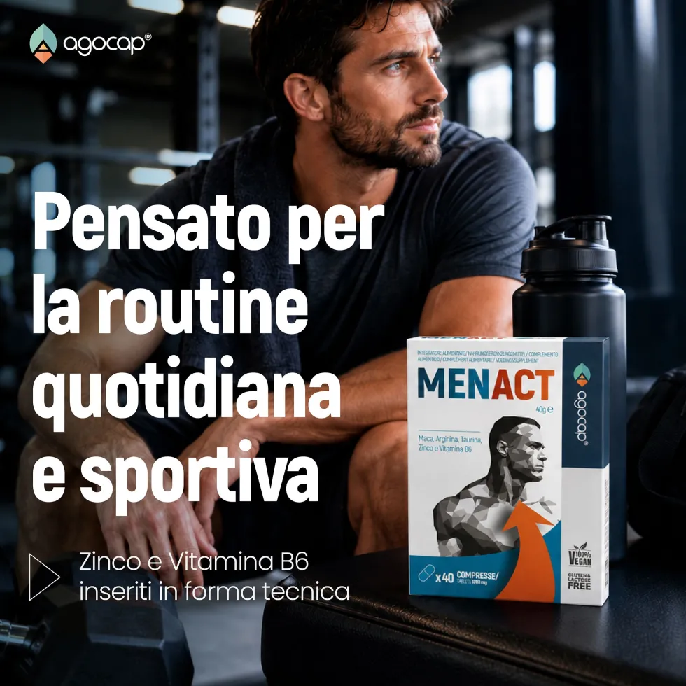 AGOCAP MENACT Integratore Uomo con Maca, Arginina, Taurina, Zinco e Vitamina B6