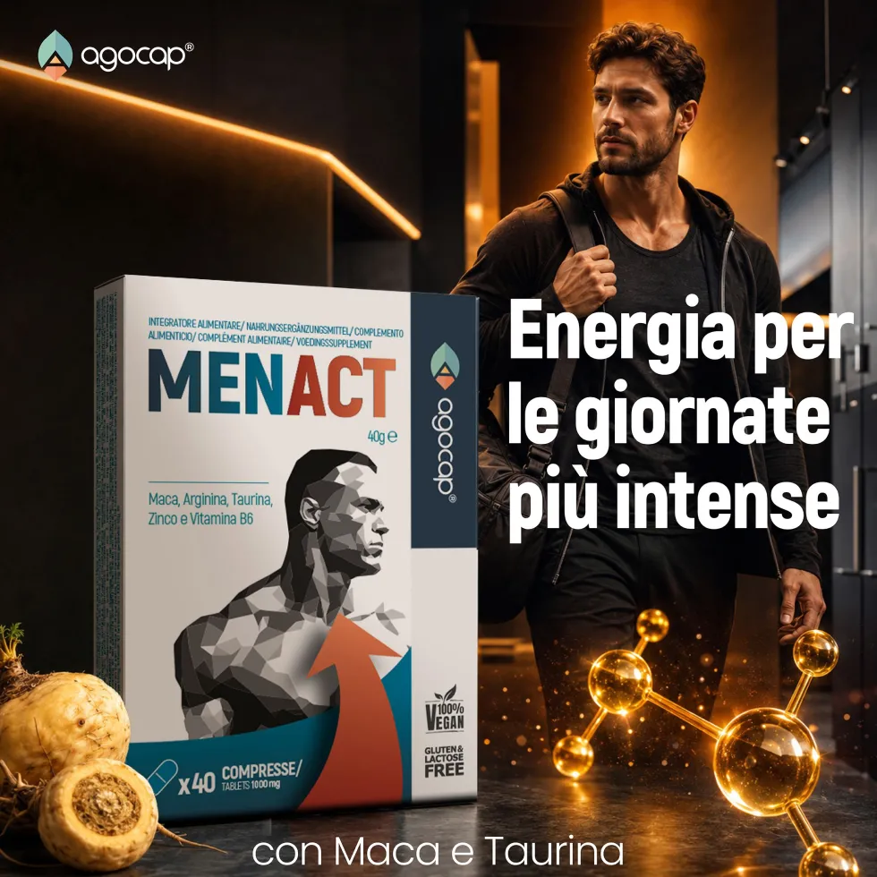 AGOCAP MENACT Integratore Uomo con Maca, Arginina, Taurina, Zinco e Vitamina B6