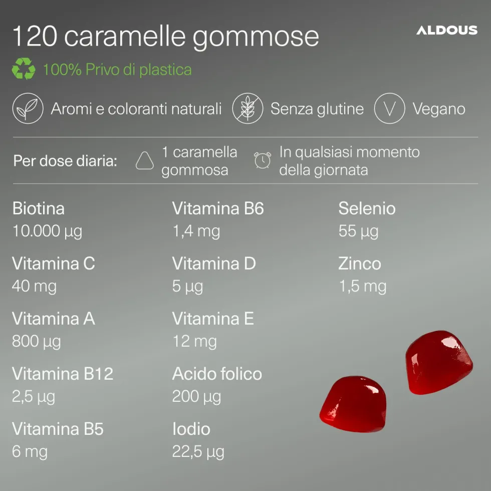 Aldous - Biotina Gummies - Capelli, Pelle, Unghie
