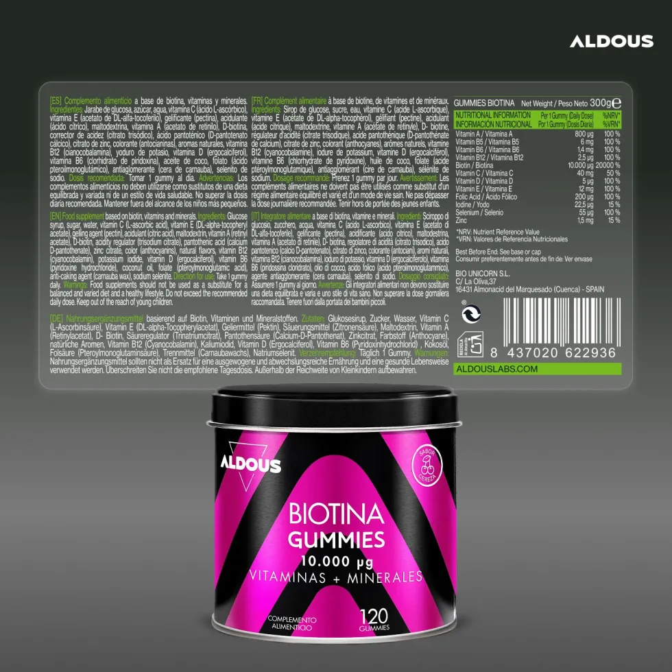 Aldous - Biotina Gummies - Capelli, Pelle, Unghie