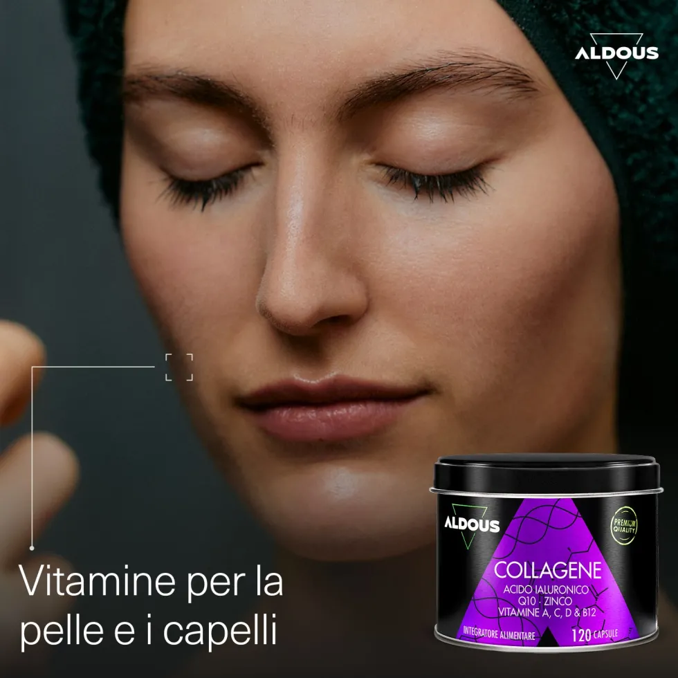 Aldous - Collagene Idrolizzato con Acido Ialuronico - Capelli, Pelle, Ossa, Muscoli