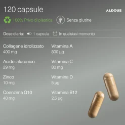 Aldous - Collagene Idrolizzato con Acido Ialuronico - Capelli, Pelle, Ossa, Muscoli