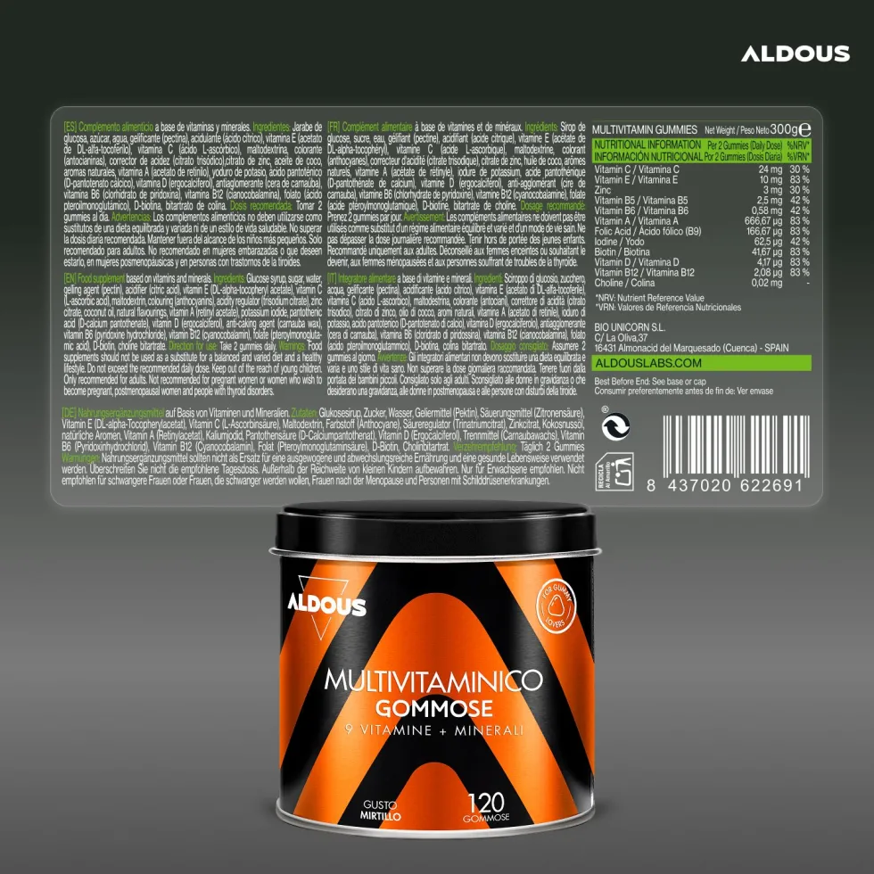 Aldous - Multivitaminico Gummies - Energie, Difese Immunitarie