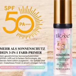 ALIVER Fondotinta e Correttore 3-in-1 con Protezione Solare SPF 50 PA+ Correzione del Colore