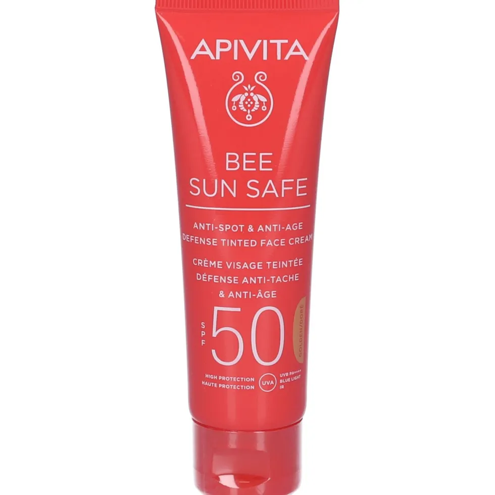 Apivita Bee Sun Safe Crema Viso Colorata Anti-Macchie e Anti-AgeSPF50 - tonalità Dorata