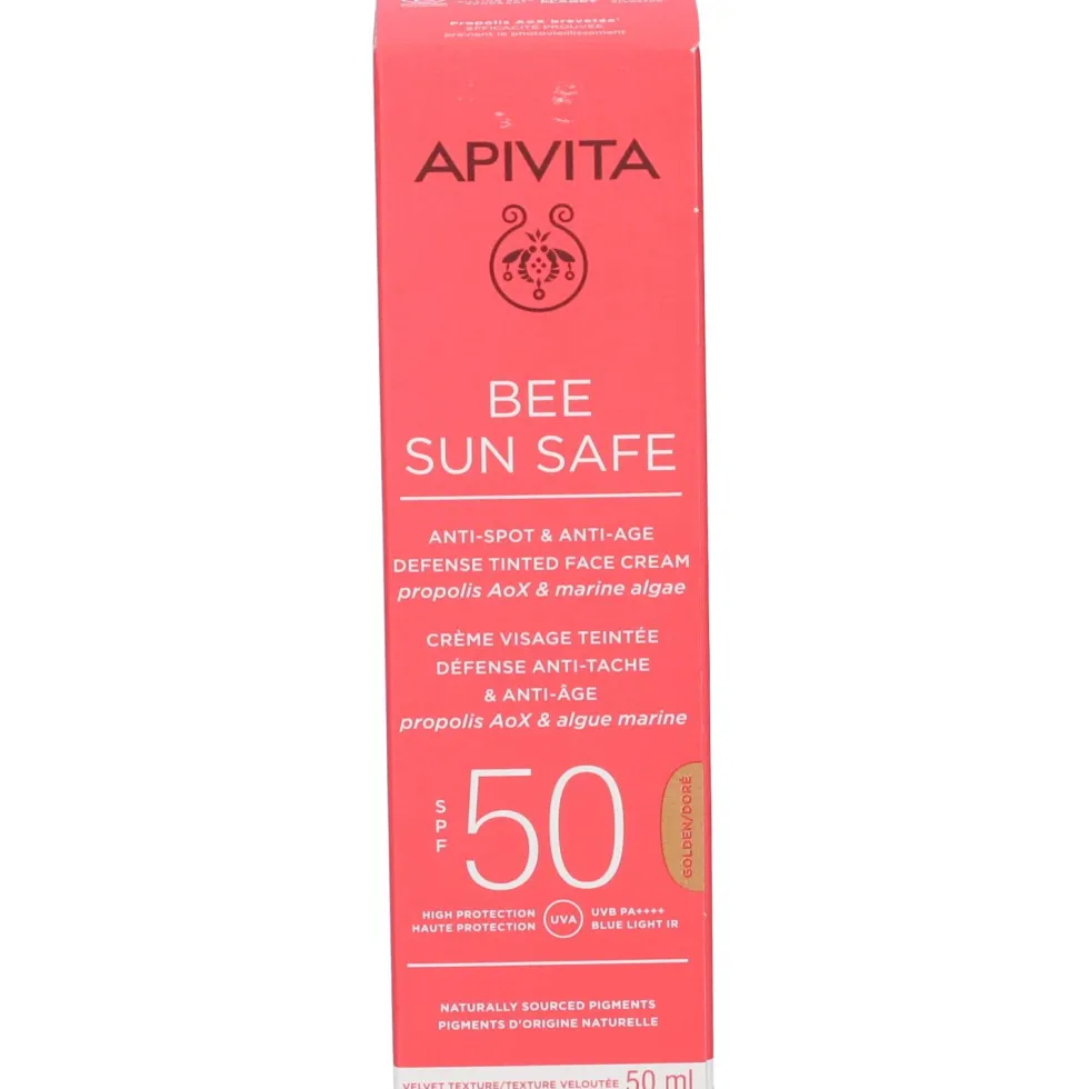 Apivita Bee Sun Safe Crema Viso Colorata Anti-Macchie e Anti-AgeSPF50 - tonalità Dorata