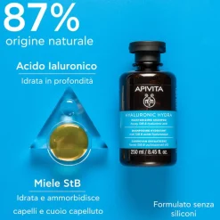 Apivita Hyaluronic Hydra Shampoo Idratante con Acido Ialuronico Anti-crespo per capelli morbidi
