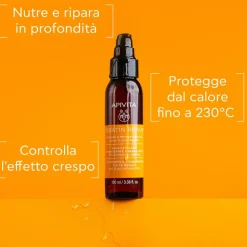 Apivita Keratin Repair Olio Termoprotettore e Riparatoratore, capelli danneggiati, anti-crespo