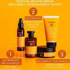 Apivita Keratin Repair Olio Termoprotettore e Riparatoratore, capelli danneggiati, anti-crespo