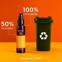 Apivita Keratin Repair Olio Termoprotettore e Riparatoratore, capelli danneggiati, anti-crespo