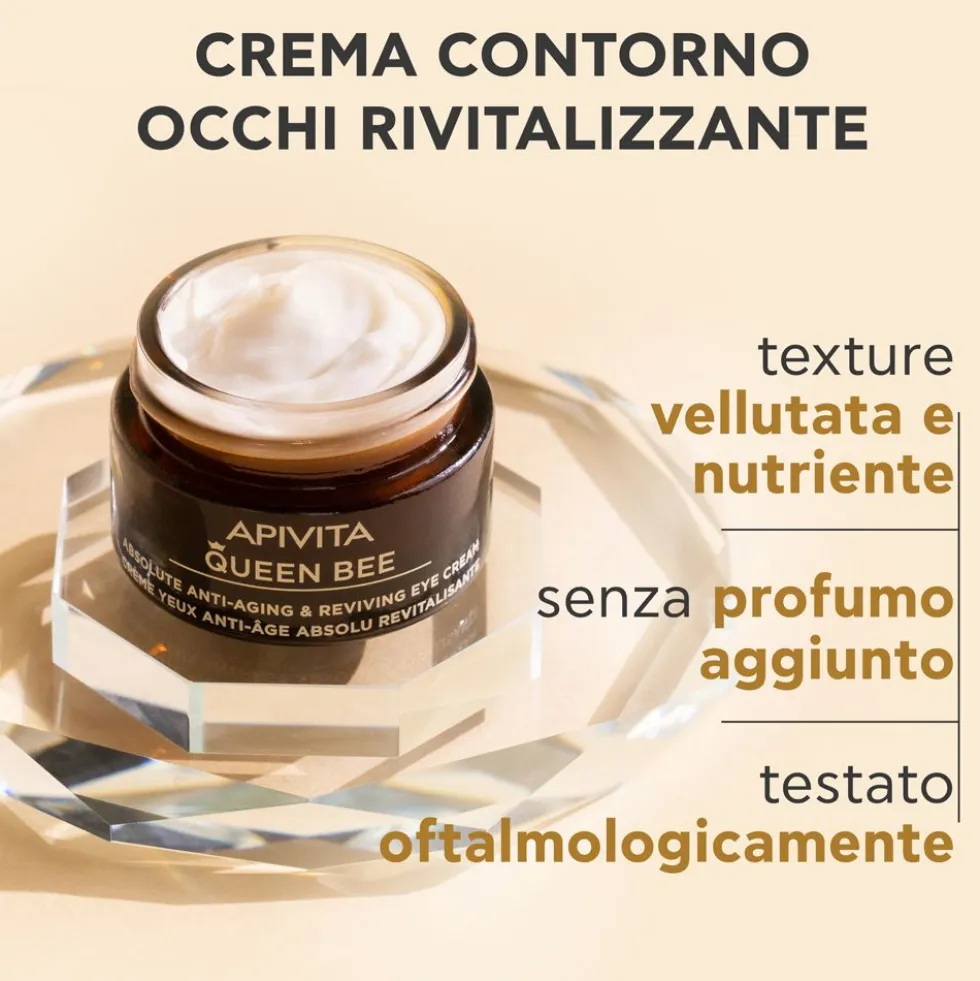 Apivita Queen Bee Crema Contorno Occhi Antietà Assoluta e Rivitalizzante per borse, occhiaie + Face & Eye Foam 75 ml GRATIS