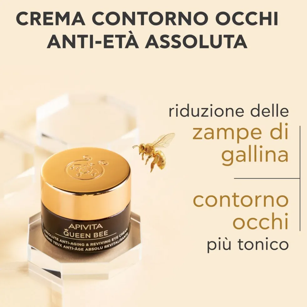 Apivita Queen Bee Crema Contorno Occhi Antietà Assoluta e Rivitalizzante per borse, occhiaie + Face & Eye Foam 75 ml GRATIS