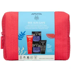 Apivita Set Crema Gel Viso Hydra Fresh SPF50 + Maschera Viso Idratante e Anti-inquinamento + Black Detox Cleansing Jelly con Pochette in Regalo