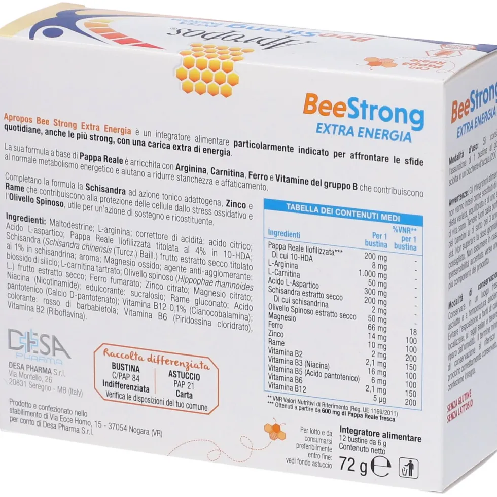 Apropos Beestrong Extra Energia Bustine Gusto Arancia