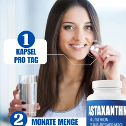 Astaxantina 8 mg Integratore con Resveratrolo e Glutatione (Haematococcus Pluvialis)