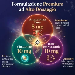 Astaxantina 8 mg Integratore con Resveratrolo e Glutatione (Haematococcus Pluvialis)