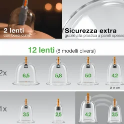 BACKLAxx® Set di Coppette Cupping con 12 Campane