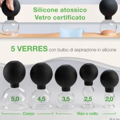 BACKLAxx® Set di Coppette per Coppettazione, 5 Campane con Palla di Suzione