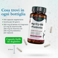 Best Immune Complesso prebiotico di Magnesio Lattato con Vitamina B6, D3 e Inulina