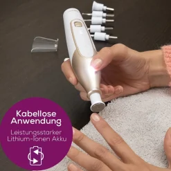 Beurer Set Manicure/Pedicure Mp 64, Fresa Elettrica Per La Cura Delle Unghie Con Batteria, 10 Acces
