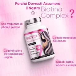 Biotina - Integratore per Capelli e Unghie, Fornitura 15 Mesi, con Cheratina e Zinco | Vitastrong